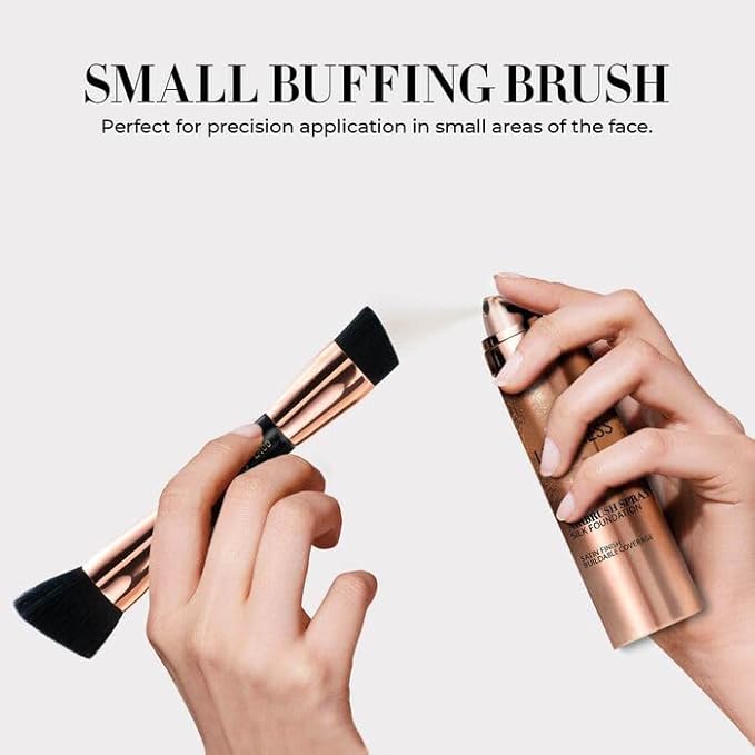LUMINESS Airbrush Spray Silk Foundation Starter Kit - Tan - Foundation, Primer & Dual-Sided Angled Buffing Brush - Medium, Buildable Coverage, Anti-Aging Formula Hydrates & Moisturizes