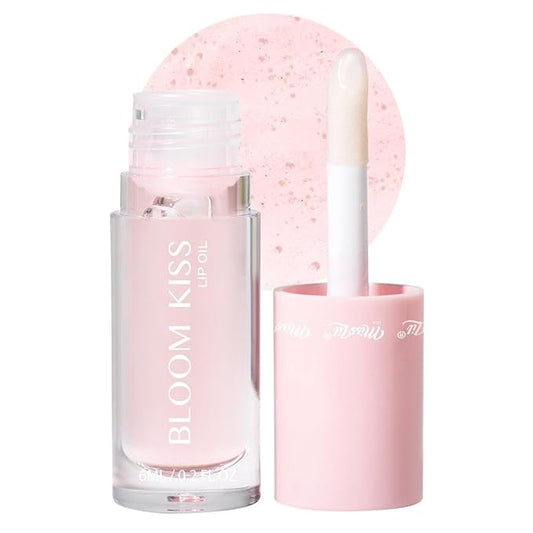 Miss Lil USA Bloom Kiss Lip Oil, Nourishing Hydrating High-Shine Lip Oil Gloss, Lightweight Non-Sticky Formula for Soft Glossy Lips, Vegan & Cruelty-Free (Rose)