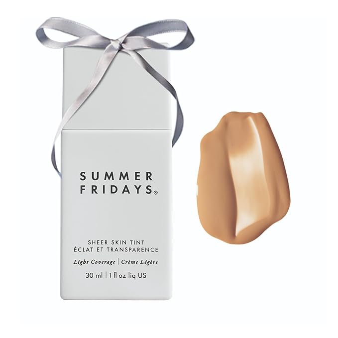 Summer Fridays Sheer Skin Tint - Tinted Moisturizer with Hyaluronic Acid - Helps Diminish Uneven Skin Tone - Sheer to Light Coverage - Shade 4.5 - Medium with Cool Peach Undertones (1 Fl Oz)