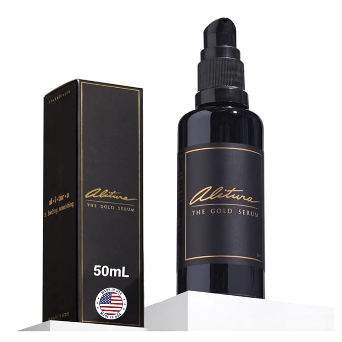Alitura Anti-Aging Peptide & Collagen Gold Serum for Face – with Vitamin A, CoQ10 & Astaxanthin – Korean-Inspired Hydrating Serum for Wrinkles, Radiance & Firmness – 50ml