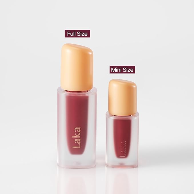 Laka Fruity Glam Lip Tint Mini, 1.9g/0.07oz, Glowing Lip Stain with Wide Color Spectrum, Hydrating & Lightweight Texture, Long-Lasting Bold Stain, Non-Sticky, Vegan, K-Beauty (#131 Creamcha)