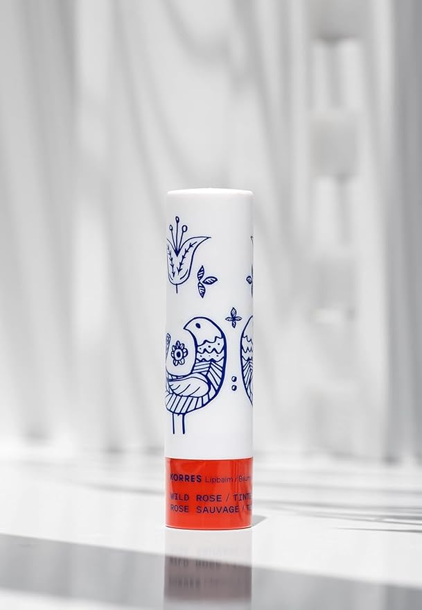 KORRES Lip Butter Stick Wild Rose Tinted Hydrating Lip Balm with Greek Hypericum Balsam Oil, Moisturizing & Subtle Tint for Soft Lips, Lip Care for Women & Men, 0.17 oz, Stocking Stuffer