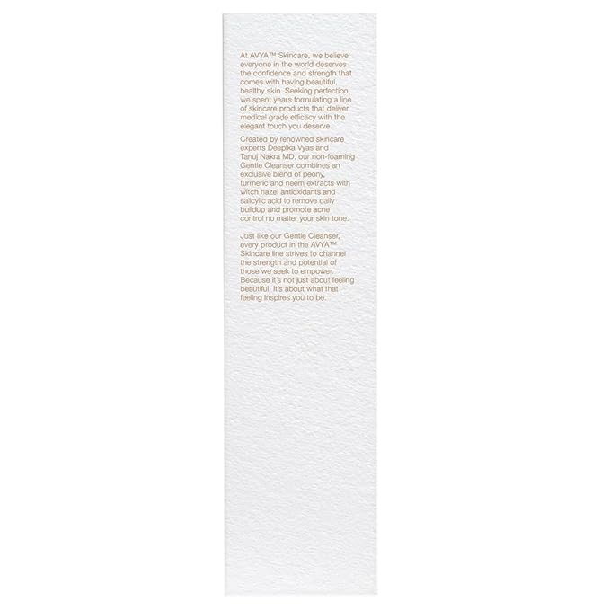 Avya Skincare Non-Foaming Gentle Cleanser/Removes Impurities and Cleans Skin Without Stripping Moisture/Fights Acne and Shrinks Pores for Improved Texture and Brightness (4oz)