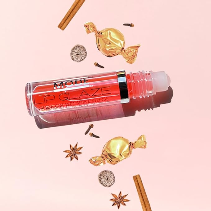 MODE Lip Glaze Flavored Lip Gloss Yummy HOLIDAY SPICE CANDY Flavor Roll On Sweet Wet Nourising Shine, Moisturizing Natural Skincare Fruit Oils