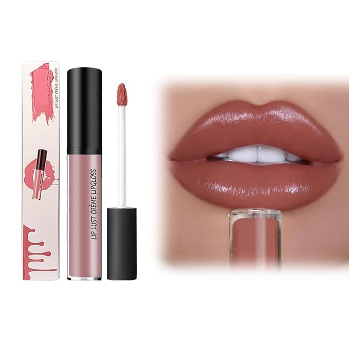 12 Color Cream Lip Gloss, 2025 New Long-Lasting Moisturizing Velvet Lip Lipstick, Waterproof, Non-Fading, Hydrating Tint Natural Jelly Lipstick Suitable for Girls and Women (#7)