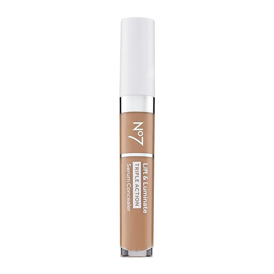 No7 Lift & Luminate Triple Action Serum Concealer - Truly Medium - Anti Aging Liquid Concealer Makeup for Blemishes & Dark Circles - Medium to Full Coverage Concealer for Face (8ml)