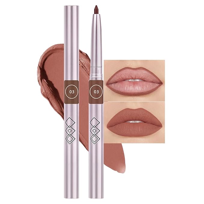 Retractable Lipliner Pencil Waterproof Makeup for Lip Liner and Eye Liner, Smooth and Creamy, Long Lasting Matte Finish, Vegan Beauty, Matte Velvet Pigmented Lip Liner, (03#Red Brown, 1)