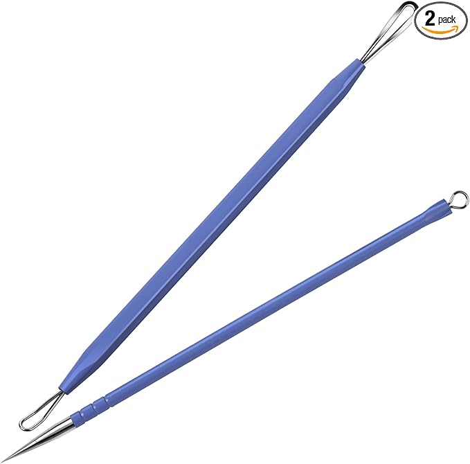 Teenitor Pimple Extractor Acne Treatment Surgical Grade Blackhead Comedone Removal 2-in-1 Popper Tool for Face Nose (Blue)