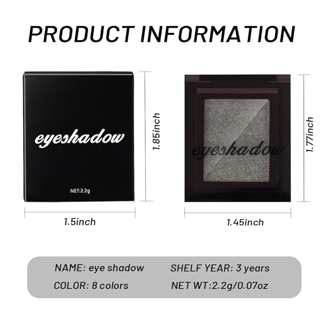 Sparkly Eyeshadow Palette for Women, Single Monochrome Eye Shadow Makeup, Shiny Pressed Cream Powder, Blendable Natural sombras para ojos, Holographic,Vegan,Travel (03-Glitter-Silver White)