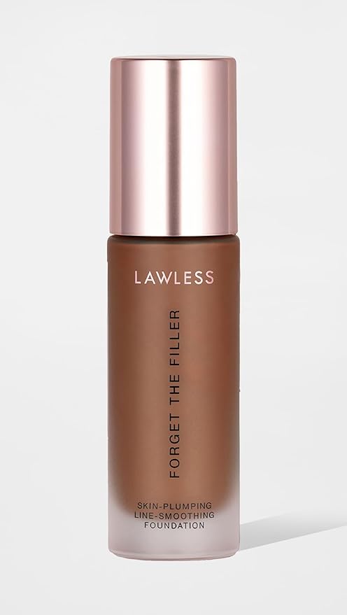 LAWLESS Women's Forget the Filler Skin-Plumping Line-Smoothing Foundation, 28D, ultra deep with warm undertones, 1.0 Ounce