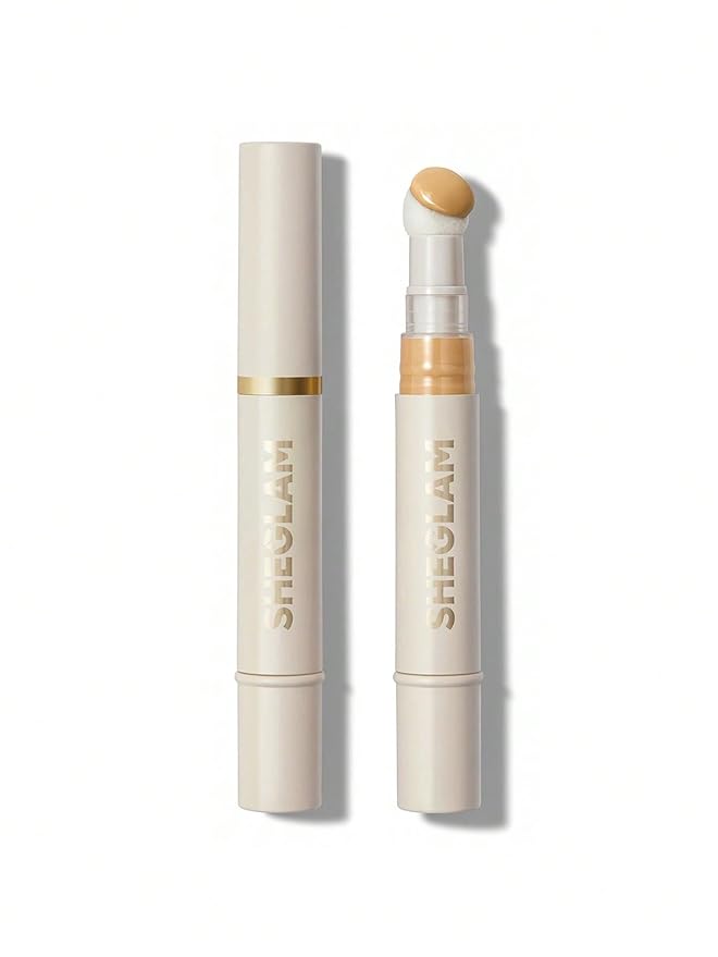 SHEGLAM Complexion Boost Concealer Sponge-Head Applicator Matte Liquid Concealer Long Lasting Brightening Color Corrector Weightless All-Day Long Lasting Hydrating Concealer-Shell