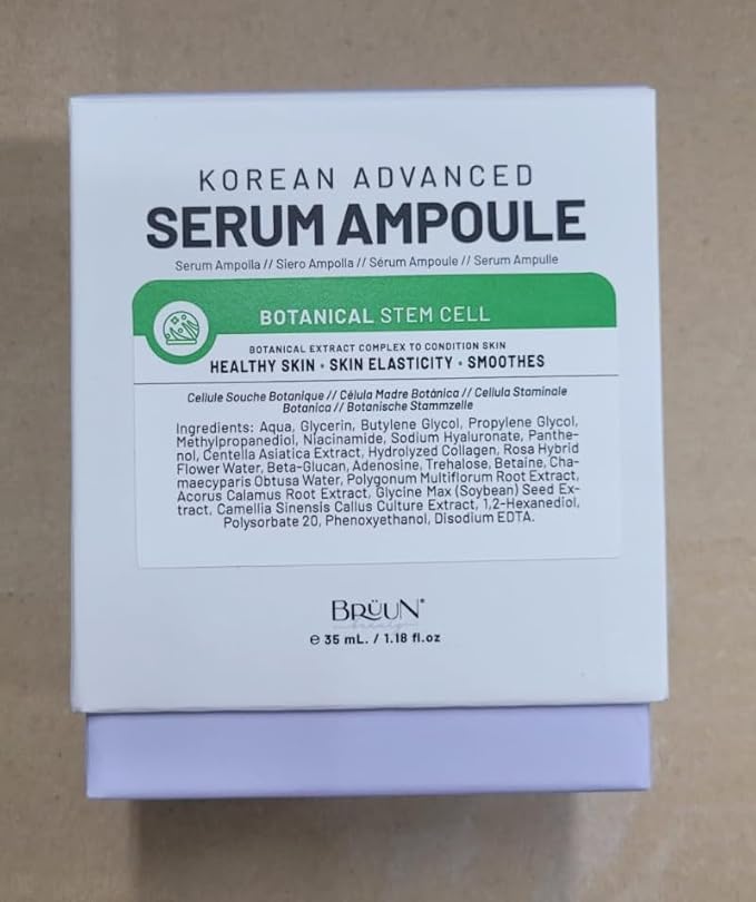 BRÜUN SC - Control Botanical Stem Cell Ampoule - Korean Serum Booster for Face and Body Skin Care Serum 1.18 fl.oz