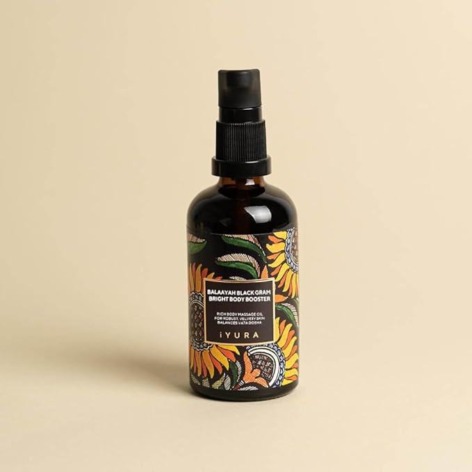 The Ayurveda Experience iYURA Balaayah Black Gram Bright Body Booster Oil | Ayurvedic Massage & Moisturizing Body Oil | Luxurious, Fast-Absorbing & Non-Sticky | 3.38 fl oz