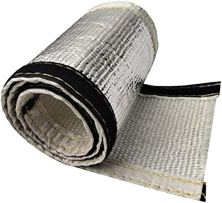 Heat Shroud 3/8 ID Aluminized Sleeving Fiberglass Insulated Shield for Ultimate Heat Protection with Hook and Loop Closure, 10 feet Length