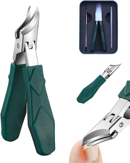 Anti-Splash 25° Slant Edge Nail Clipper 3-Piece Set, Wide Jaw 2026 New Ingrown Nail Clippers Fingernail and Toenail Clippers Clippers, Slanted Nail Clipper for Thick Nails Seniors (Green)