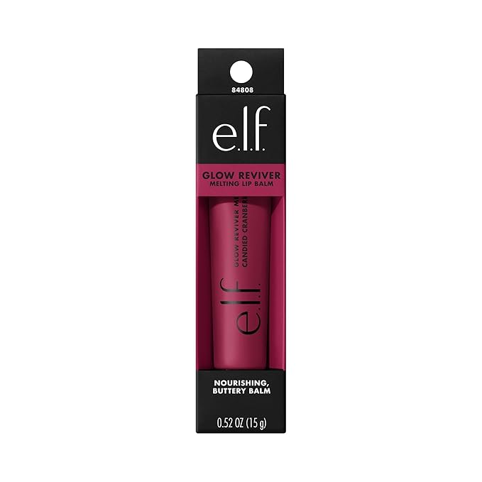 e.l.f. Glow Reviver Melting Lip Balm, Hydrating Tinted Lip Balm For A Glossy Finish & Soft, Supple Lips, Vegan & Cruelty-Free, Candied Cranberry
