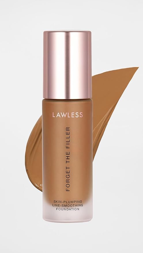 LAWLESS Women's Forget the Filler Skin-Plumping Line-Smoothing Foundation, 24D, deep with neutral-olive undertones, 1.0 Ounce