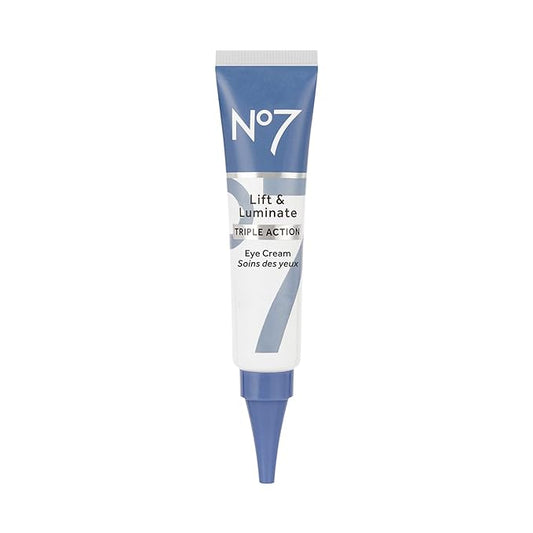 No7 Lift & Luminate Triple Action Under Eye Cream - Dark Circles Under Eye Treatment with Vitamin C & Collagen Peptide Technology - Helps Reduce Puffiness, Bags & the Appearance of Wrinkles (0.5 Oz)