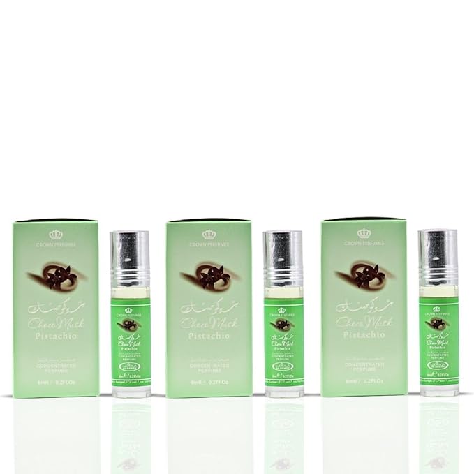 Al-Rehab Choco Musk Pistachio Perfume Oil Roll-On - 6ml (0.2 oz) | Nutty Gourmand Fragrance with Pistachio, Chocolate & Vanilla | Sweet, Creamy & Addictive | Long-Lasting Scent (Pack of 3)