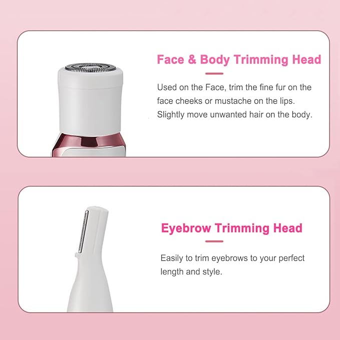 ANFOOS Electric Razor for Women,Hair Trimmer for Face Nose Eyebrow Beard Mustache Arm Leg Armpit Bikini,Painless Rechargeable Portable 4 in 1 Womens Body Shavers Set