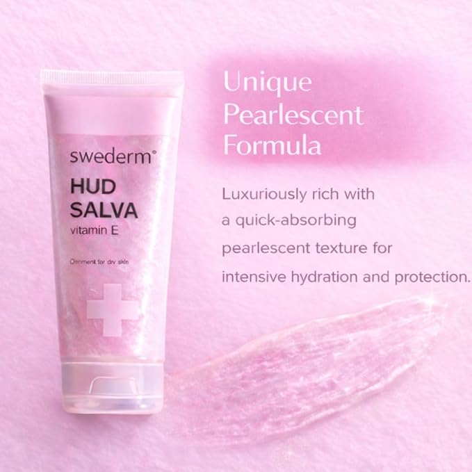 swederm Hudsalva 3.37 Oz - Healing Ointment with Vitamin E - Foot and Hand Cream for Women - Full Body Moisturizer for Dry Skin - Quickly Absorbing - Made in Sweden - Pink