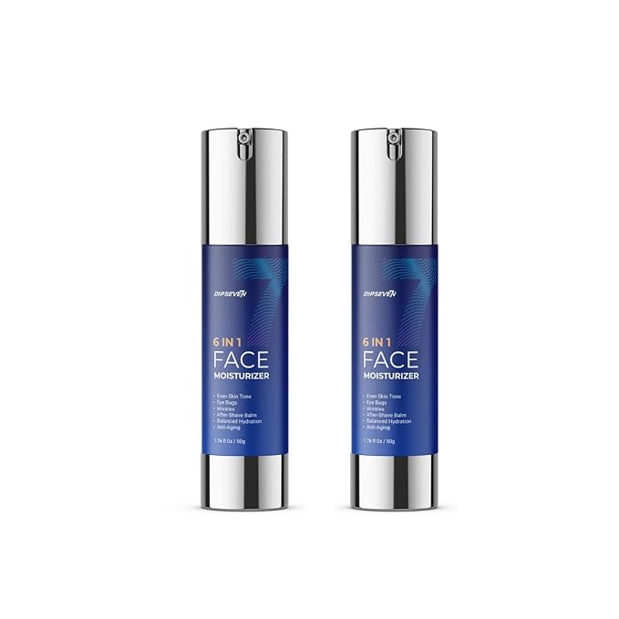 6 in 1 Face Cream for Men: Anti-Aging Mens Moisturizer - Firming Peptide & Hyaluronic Acid & Squalane - Wrinkles Cream Crepy Skin Eye Bag Treatment 2PCS