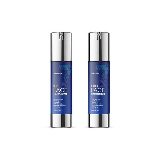 6 in 1 Face Cream for Men: Anti-Aging Mens Moisturizer - Firming Peptide & Hyaluronic Acid & Squalane - Wrinkles Cream Crepy Skin Eye Bag Treatment 2PCS