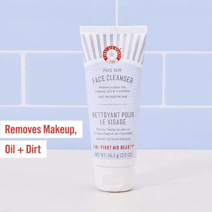 First Aid Beauty FAB Faves Trio: Cleanse & Hydrate Dry, Distressed Skin with Travel Size Essentials, KP Bump Eraser Body Scrub with 10% AHA, Ultra Repair Cream & Pure Skin Face Cleanser (2 oz, 3ct)