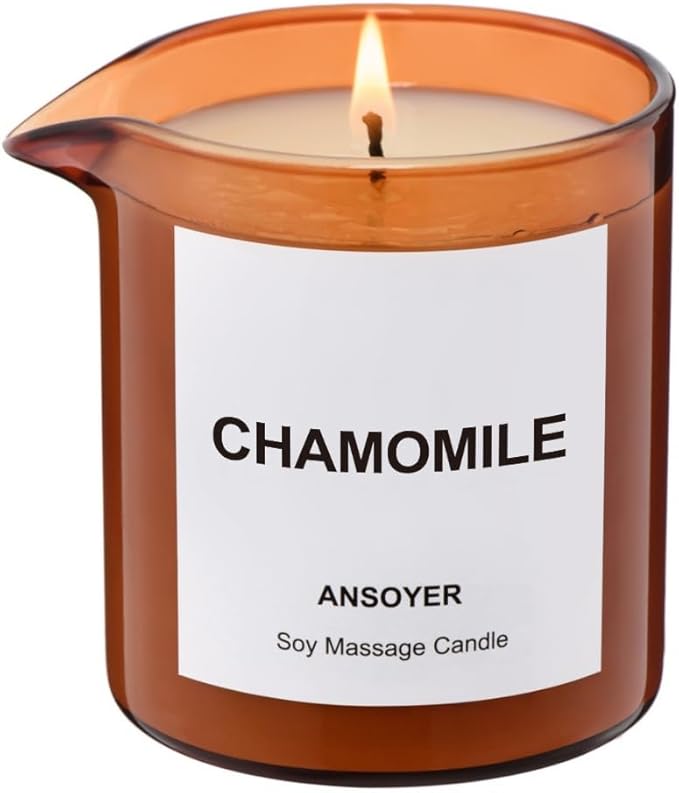ANSOYER Massage Oil Candle| Massage Oil for Massage Therapy| Massage Lotion Candle| 8 OZ| Amazing Gift for Men or Women (Chamomile)