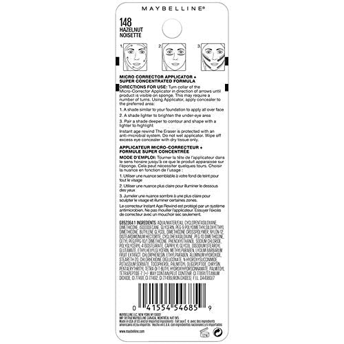 Maybelline Instant Age Rewind Eraser Dark Circles Treatment Multi-Use Concealer, 148, 1 Count (Packaging May Vary)