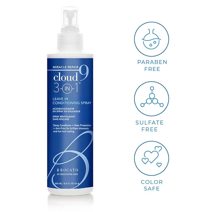 Cloud 9 Miracle Repair 3-in-1 Heat Protectant and Leave-In Conditioning Spray for Brilliant Blowouts and Anti-Frizz Hair