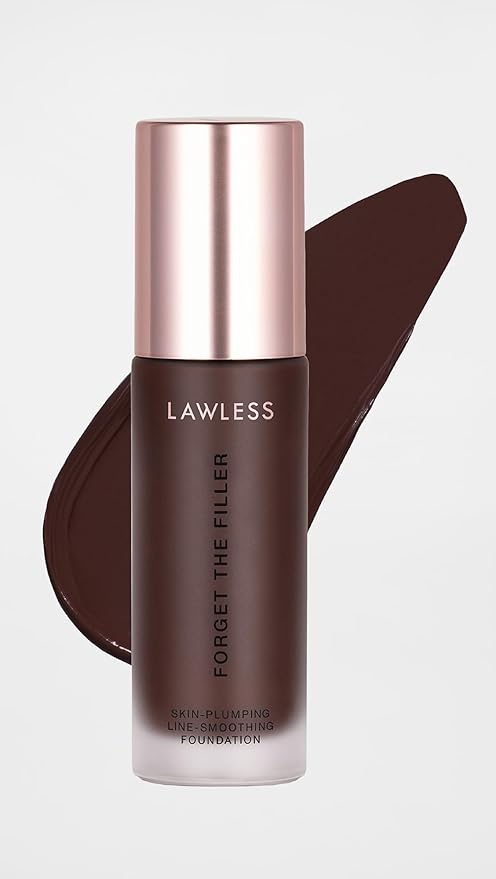 LAWLESS Women's Forget the Filler Skin-Plumping Line-Smoothing Foundation, 33D, ultra deep with deep-neutral undertones, 1.0 Ounce
