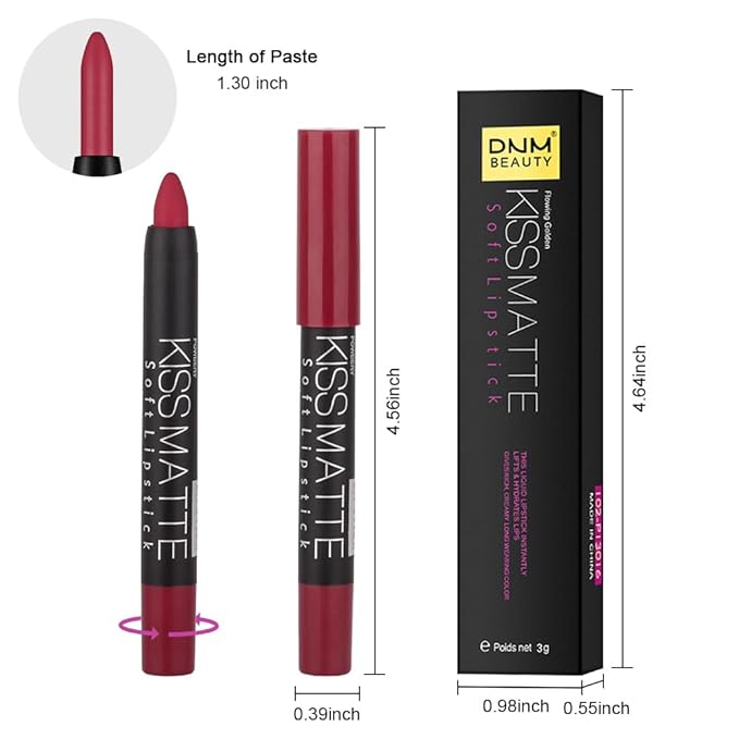 BINGBRUSH Smooth Longwear Lipstick Pack Set, Matte Color Stick Ultimate Lip Crayon for Makeup Collection - Waterproof Velvet Lipgloss Lip Stain (13#)