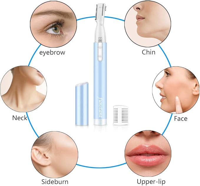 Funstant Eyebrow Trimmer, Precision Electric Eyebrow Razor for Women Battery-Operated Facial Hair Remover with Comb No Pulling Sensation Painless for Face Chin Neck, Upper-Lip, Peach-Fuzz