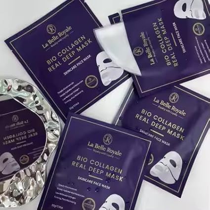 Bio Collagen Face Mask – Real Deep Hydrating & Anti-Aging Overnight Korean Sheet Mask with Hyaluronic Acid for Glowing, Pore Minimizing Skin - 4 Pack for Women & All Skin Types