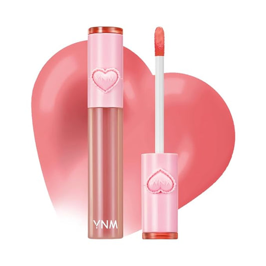 YNM Heart Jelling Tint, APRICOT JELLING, Silicone Lip Brush Included, K-Beauty, Non-Sticky, Moisturizing, Smudge-Proof, Korean Lip Tint, Long-Lasting, Vivid Color, 0.09 oz