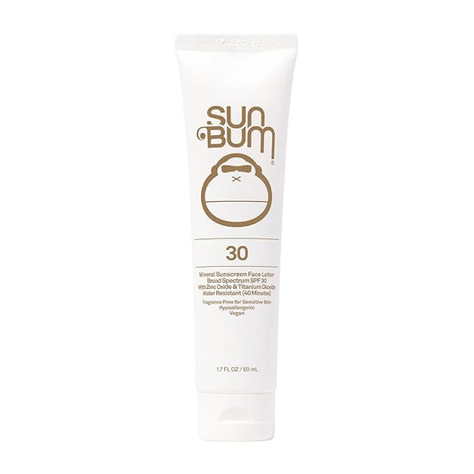 Sun Bum Mineral SPF 30 Face Sunscreen - Non-Tinted - Broad Spectrum Moisturizing Sunscreen with Vitamin E - Hawaii 104 Act Compliant (Made without Octinoxate & Oxybenzone) - Travel Size - 1.7 oz