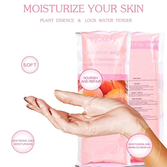 Paraffin Wax Refills, 12 Pack Peach Scented Paraffin Wax Beads Blocks for Paraffin Bath, Paraffin Wax Machine Refills for Hand Feet Dry Skin,Rrelieves muscle fatigue, HLead Hydration and nourish