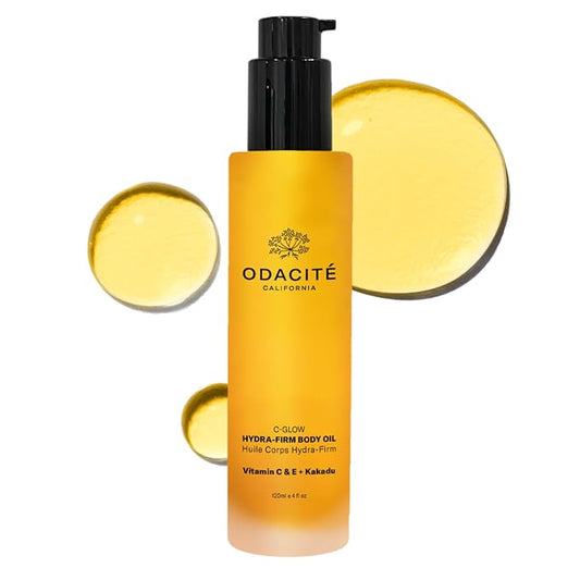 Odacité C-Glow Hydra-Firm Body Oil, Vitamin C + Kakadu Plum Brightening & Firming Body Treatment for Dry, Sensitive Skin, Hydrating Antioxidant Body Oil, 4 oz / 120 ml