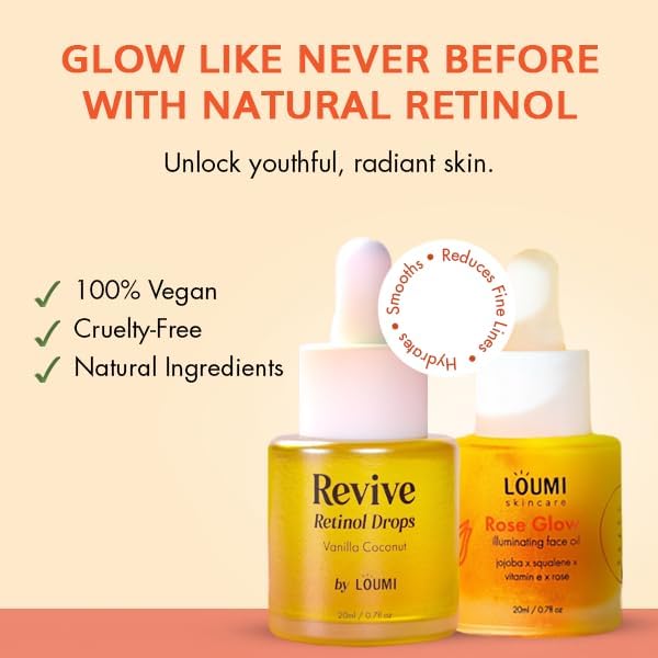 LOUMI Skincare The Glow Pack - Say Aloe! All Day Cream, You Up? Eye Cream, Rose Glow Illuminating Oil, & Revive Retinol Drops - Hydrating, Brightening, Moisturizing Daily Skincare Set for Radiant Skin