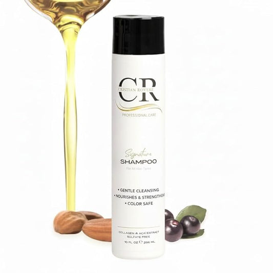 Cristian Rovere - Signature Shampoo - Infused With Collagen, Acai Extract & Organic Argan Oil - Sulfate Free & Paraben Free for All Hair Types - Strengthening & Hydrating Shampoo - 10 Fl Oz