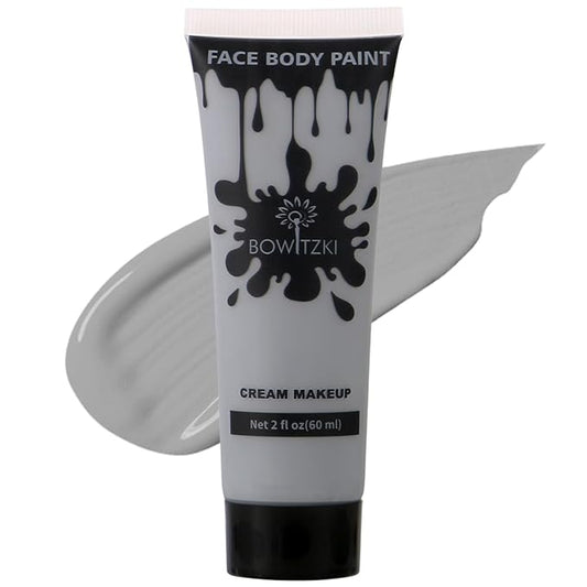 Bowitzki Face and Body Paint 2oz Cream Makeup 60ml Water Based Face Painting Special Effects For Adults Children Kids Halloween Christmas Party Stage Cosplay (Grey)