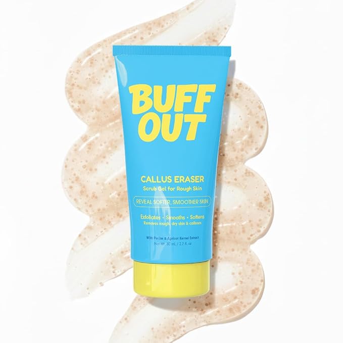 BUFFOUT Callus Eraser Exfoliating Gel – Body Care Exfoliator Scrub & Exfoliant for Feet, Heels, Elbows & Knees – Dead Skin Care with Perlite & Apricot Seed Powder