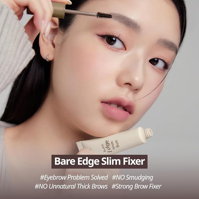 ETUDE Bare Edge Brow Fixer, Strong Brow Fixer, Natural Eyebrow Shaping, Slim Triangular Brush, Gel Type, Sheer Brown Color, Non-permanent, Washable, Daily Makeup, Korean Makeup, Beauty (0.247 Ounce)