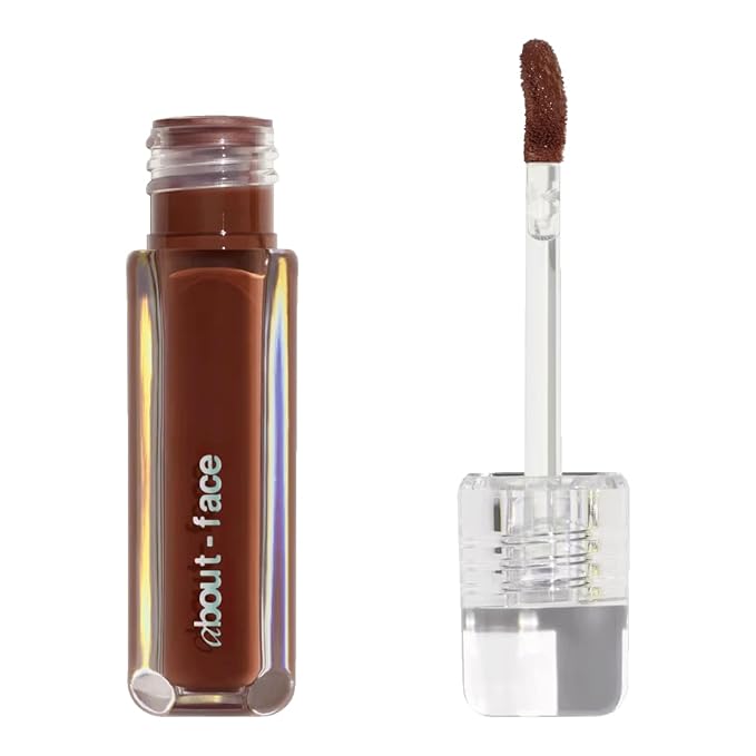 about-face Light Lock Lip Gloss Feel It All – Non-Sticky, High-Shine Lip Oil Gloss with Coconut Oil, Peppermint & Lavender – Vegan, Cruelty-Free, Clean Beauty – 0.21 oz (Milk Chocolate)