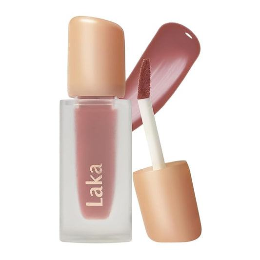 Laka Fruity Glam Tint, 4.5g/0.15oz, Glowing Lip Stain with Wide Color Spectrum, Hydrating & Lightweight Texture, Long-Lasting Bold Stain, Non-Sticky, Vegan, K-Beauty (#143 Brulee)