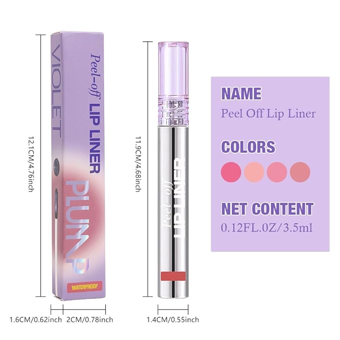 Matte Lip Stain Peel Off Lip liner Tattoo, Fuchsia Liquid Lips Gloss Peel Off Masque, for Women Long Lasting Waterproof Lipstick Lip Tint Stain, Transfer-proof for All Skin Types 04#