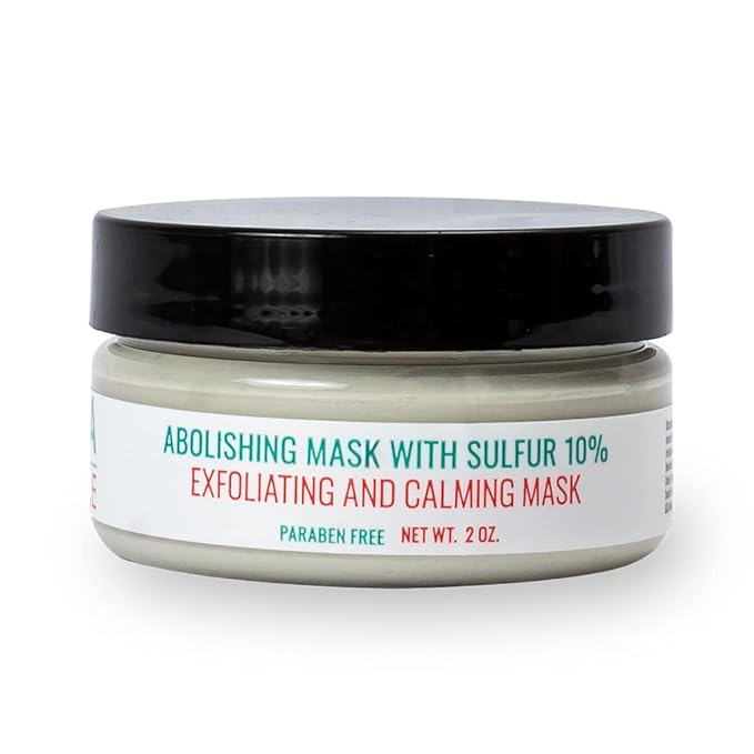 Sulfur Mask Acne Treatment for Clearing Acne – Non-Irritating & Paraben Free, Absorbing Excess Oil & Unclogging Pores - 2 OZ
