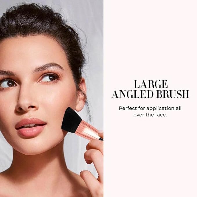 LUMINESS Silk Airbrush Spray Foundation & Buffing Brush Kit – Full Coverage Foundation & Dual-Sided Buffing Brush - Buildable Coverage, Anti-Aging Formula Hydrates & Moisturizes (Shade - Deep)