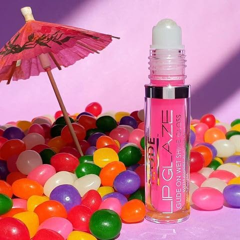 MODE Lip Glaze Flavored Lip Gloss ISLAND FRUIT JELLYBEAN Delicious Flavor, Roll On Sweet Wet Nourishing Shine, Moisturizing Natural Skincare Fruit Oils, Made in NY USA